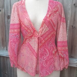 Barbie Pink Paisley Cheer Blouse Soft Girl Boho Festival Top Lane Bryant 14/16